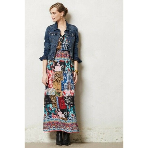 Tolani Anthropologie Boheme Dress silk Maxi Multi - Picture 6 of 6